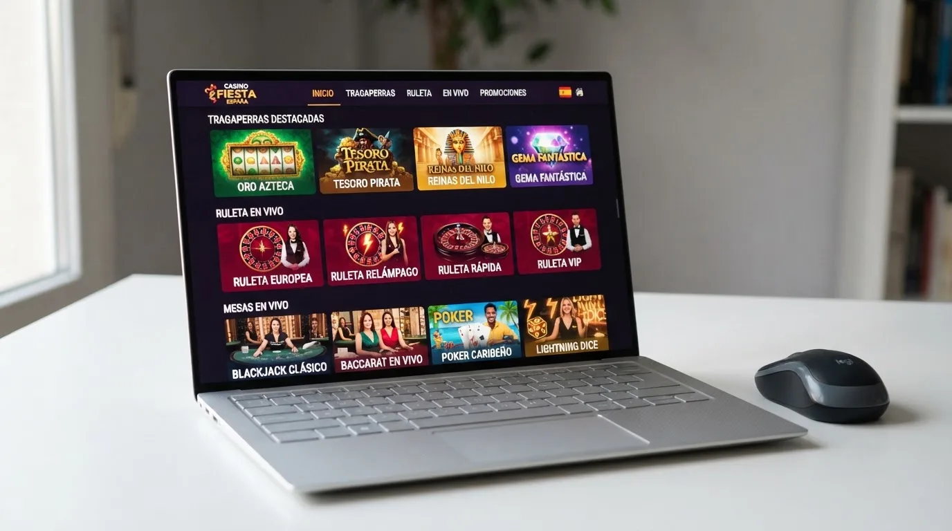Vestíbulo de un casino online con criptomonedas que muestra slots, ruleta y juegos en vivo organizados por categorías