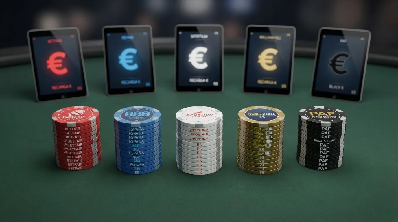 Collage con las fichas de varios casinos online españoles con licencia DGOJ y sus respectivas ofertas de bono sin depósito