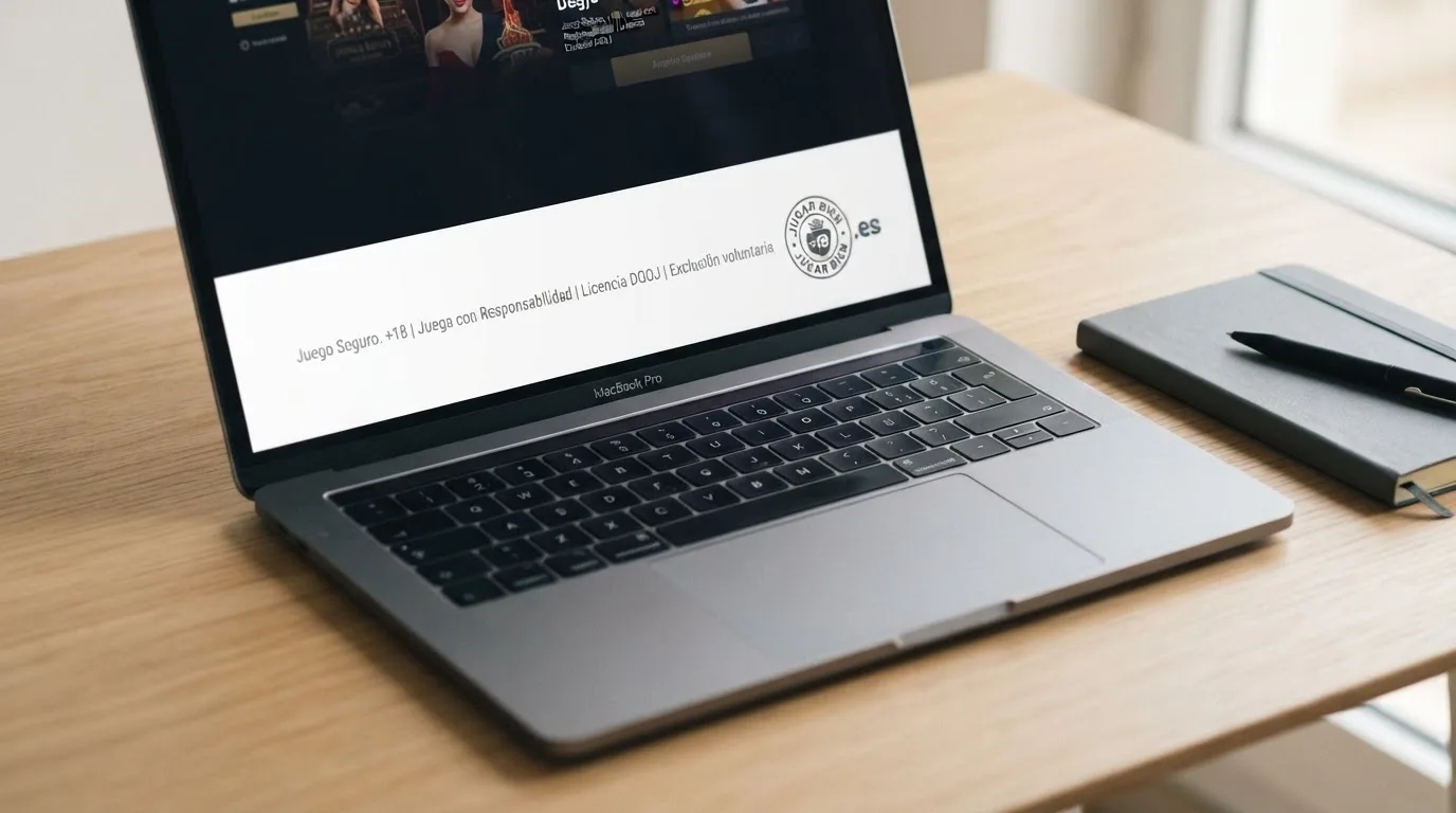 Sello oficial de la DGOJ junto al dominio .es de un casino regulado español, visible en el pie de la página web