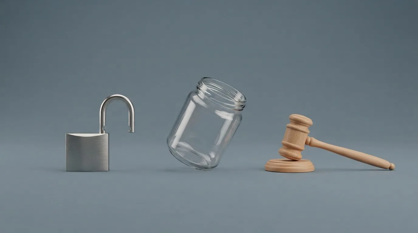 Representación visual de los tres vacíos de protección: sin auditoría obligatoria, sin fondo de garantía, sin arbitraje independiente